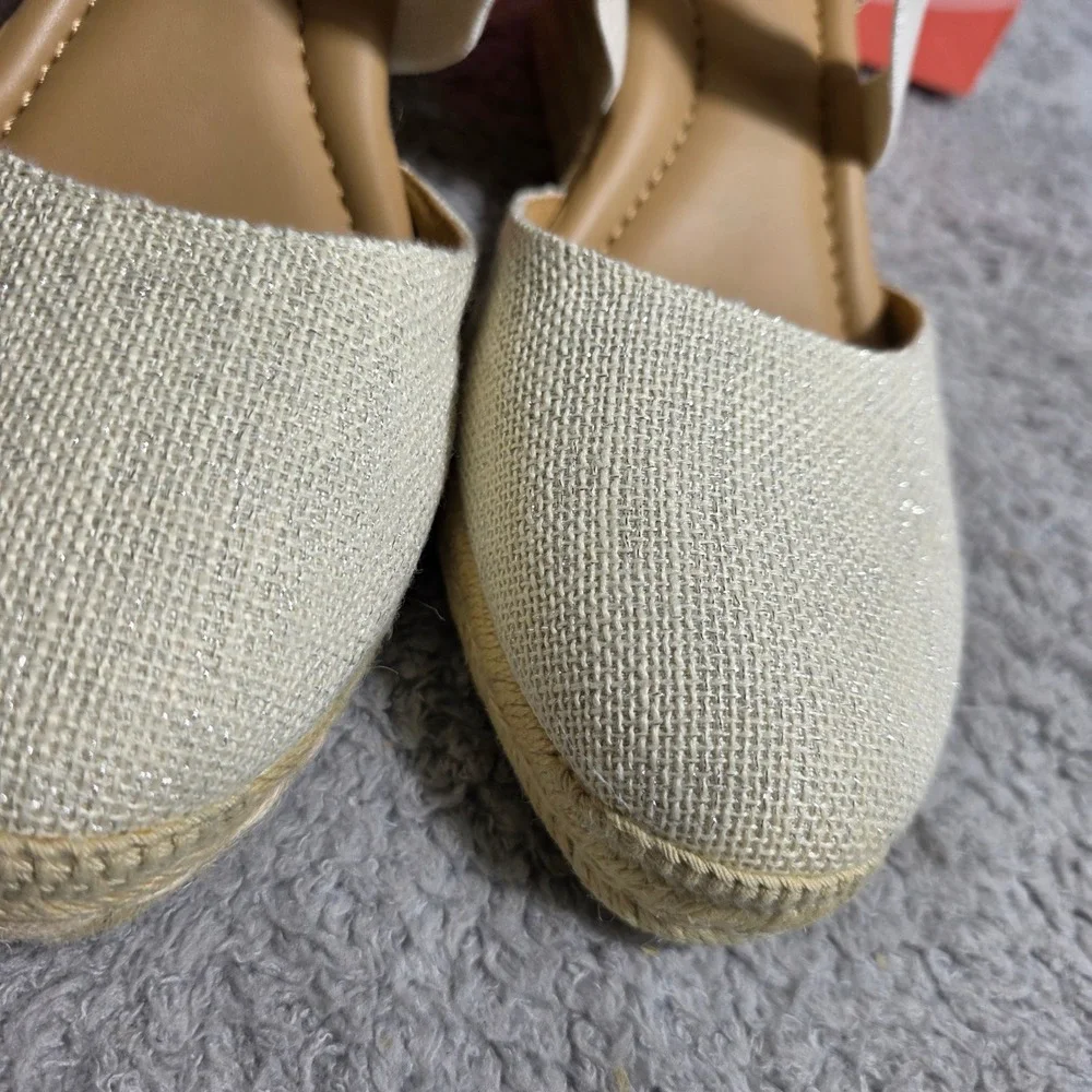 Easy Spirit Meza Espadrille Wedge D'Orsay Sandal Shoes Natural Linen 11M NIB NEW